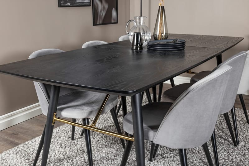 Rektangulär matgrupp Venture Home Grå Svart Svart - Møbler - Bord - Spisegrupper