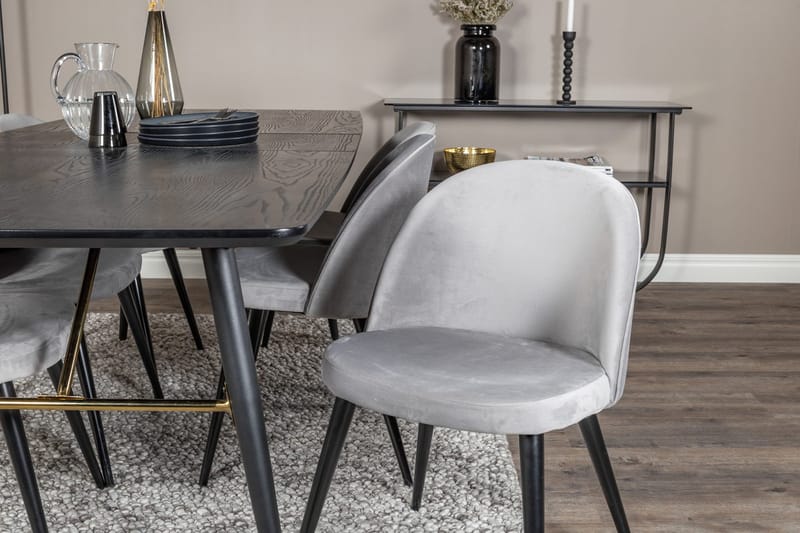 Rektangulär matgrupp Venture Home Grå Svart Svart - Møbler - Bord - Spisegrupper