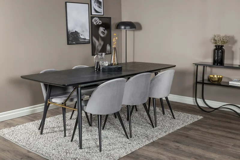 Rektangulär matgrupp Venture Home Grå Svart Svart