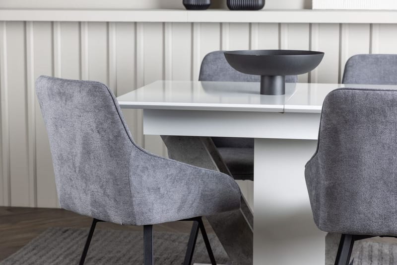 Rektangulär matgrupp Venture Home Grå Vit 4st - Møbler - Bord - Spisegrupper