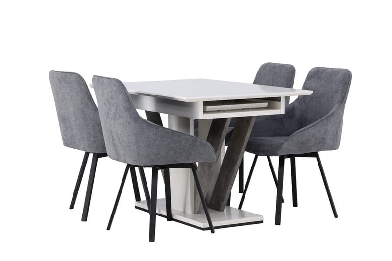 Rektangulär matgrupp Venture Home Grå Vit 4st - Møbler - Bord - Spisegrupper