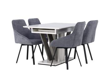 Rektangulär matgrupp Venture Home Grå Vit 4st - Møbler - Bord - Spisegrupper