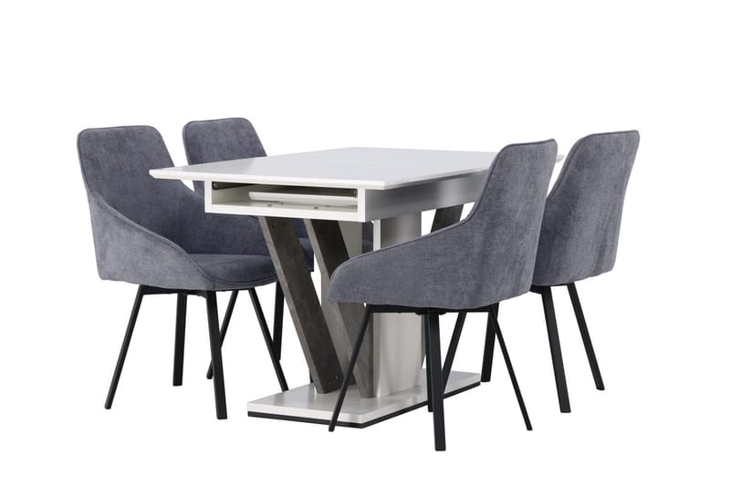 Rektangulär matgrupp Venture Home Grå Vit 4st - Møbler - Bord - Spisegrupper