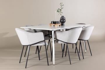 Rektangulär matgrupp Venture Home Grå Vit 6st - Møbler - Bord - Spisegrupper