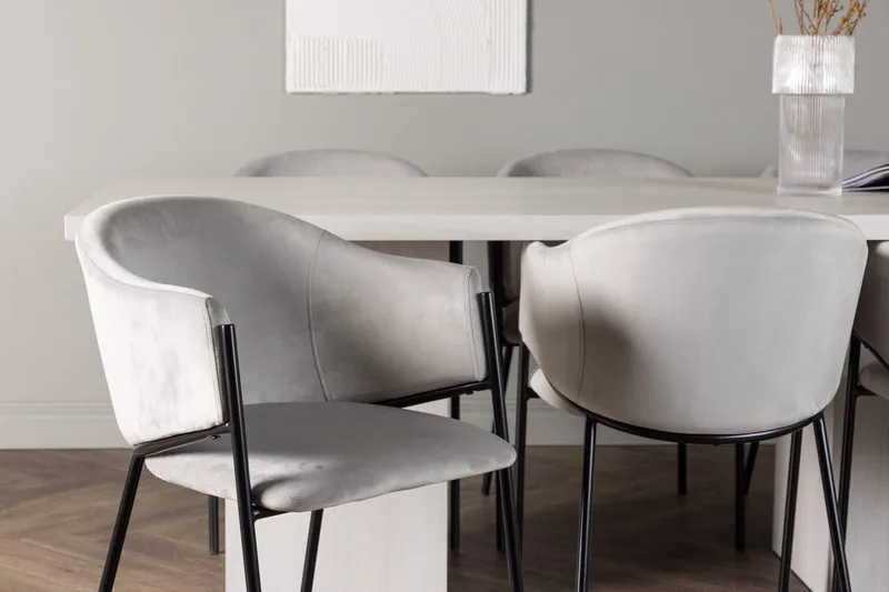 Rektangulär matgrupp Venture Home Grå Vit 6st - Møbler - Bord - Spisegrupper