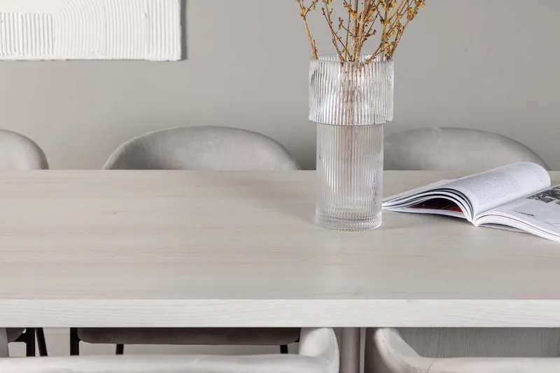 Rektangulär matgrupp Venture Home Grå Vit 6st - Møbler - Bord - Spisegrupper