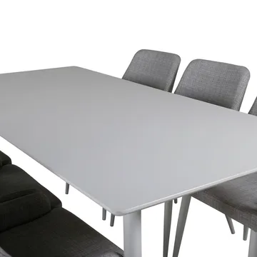 Rektangulär matgrupp Venture Home Grå Vit 6st - Møbler - Bord - Spisegrupper
