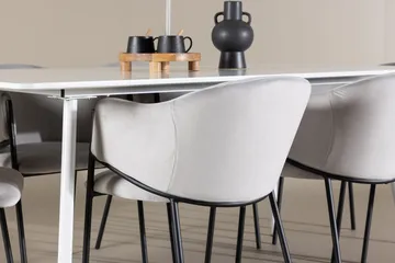 Rektangulär matgrupp Venture Home Grå Vit 6st - Møbler - Bord - Spisegrupper