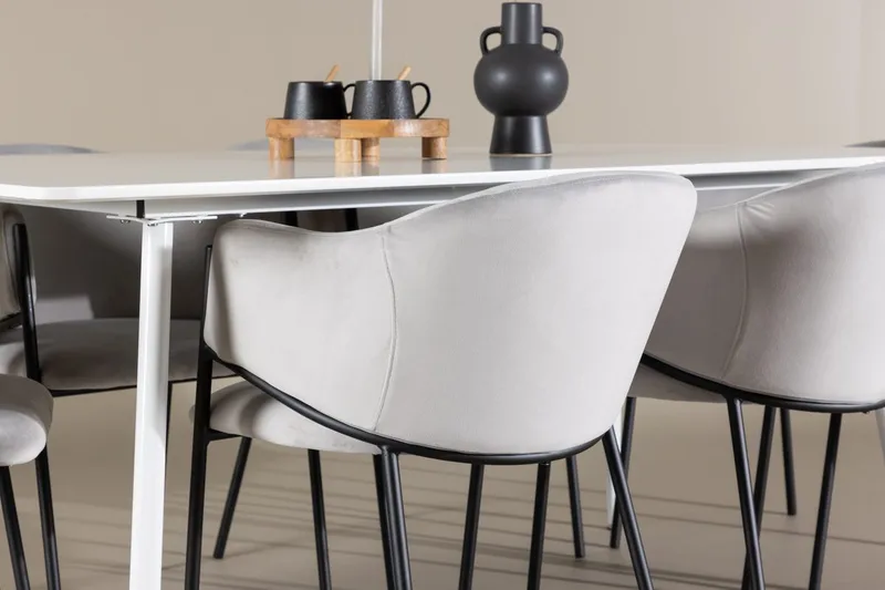 Rektangulär matgrupp Venture Home Grå Vit 6st - Møbler - Bord - Spisegrupper