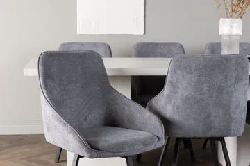 Rektangulär matgrupp Venture Home Grå Vit 6st - Møbler - Bord - Spisegrupper