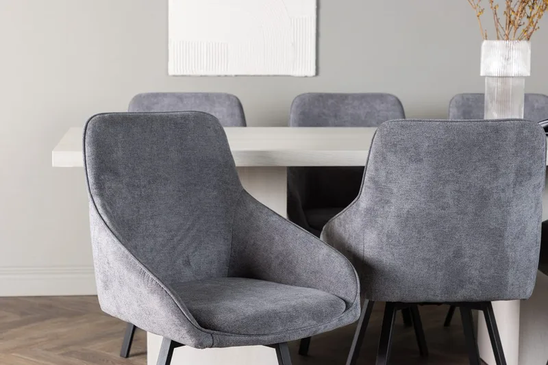 Rektangulär matgrupp Venture Home Grå Vit 6st - Møbler - Bord - Spisegrupper