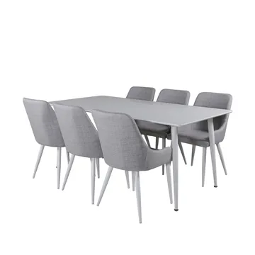 Rektangulär matgrupp Venture Home Grå Vit 6st - Møbler - Bord - Spisegrupper