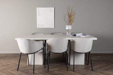 Rektangulär matgrupp Venture Home Grå Vit 6st - Møbler - Bord - Spisegrupper