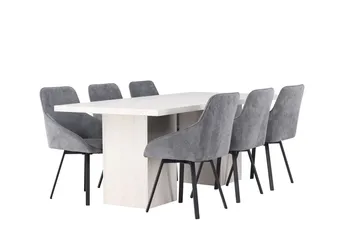 Rektangulär matgrupp Venture Home Grå Vit 6st - Møbler - Bord - Spisegrupper