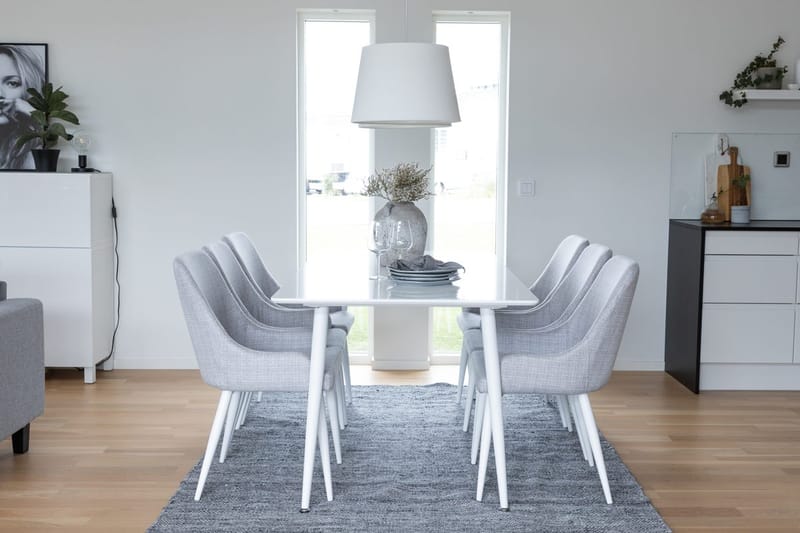 Rektangulär matgrupp Venture Home Grå Vit 6st - Møbler - Bord - Spisegrupper