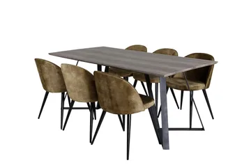 Rektangulär matgrupp Venture Home Grön Natur 6st - Møbler - Bord - Spisegrupper
