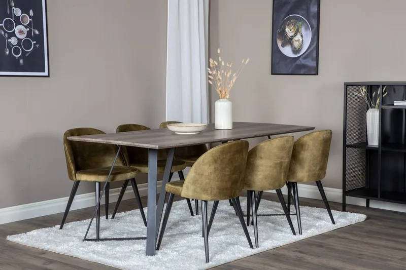 Rektangulär matgrupp Venture Home Grön Natur 6st