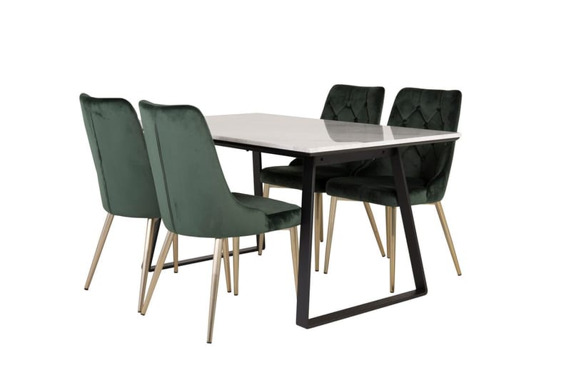 Rektangulär matgrupp Venture Home Grön Svart 4st - Møbler - Bord - Spisegrupper