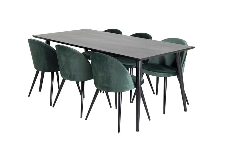Rektangulär matgrupp Venture Home Grön Svart 6st - Møbler - Bord - Spisegrupper