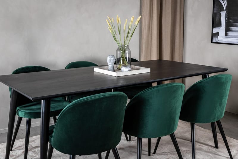 Rektangulär matgrupp Venture Home Grön Svart 6st - Møbler - Bord - Spisegrupper