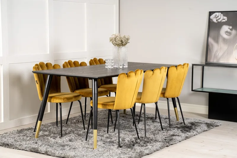 Rektangulär matgrupp Venture Home Gul Svart 6st