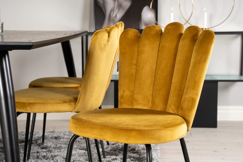 Rektangulär matgrupp Venture Home Gul Svart 6st - Møbler - Bord - Spisegrupper