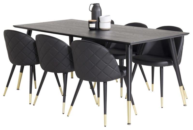 Rektangulär matgrupp Venture Home Guld - Møbler - Bord - Spisegrupper