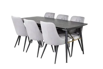 Rektangulär matgrupp Venture Home Ljusgrå Svart 6st - Lysegrå og sort - Møbler - Bord - Spisegrupper