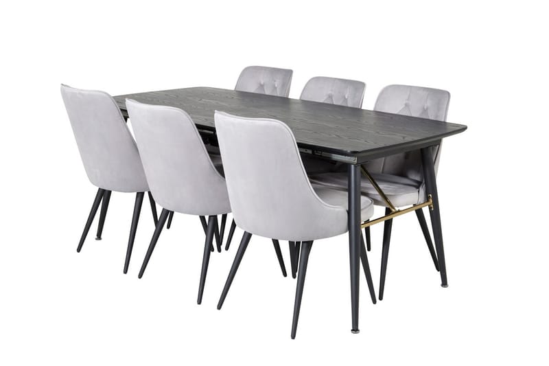 Rektangulär matgrupp Venture Home Ljusgrå Svart 6st - Lysegrå og sort - Møbler - Bord - Spisegrupper
