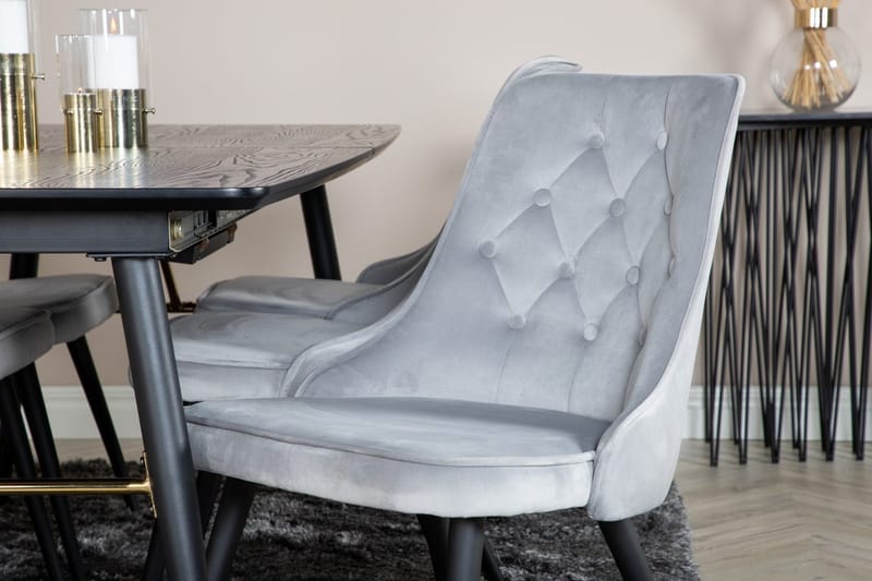 Rektangulär matgrupp Venture Home Ljusgrå Svart 6st - Lysegrå og sort - Møbler - Bord - Spisegrupper