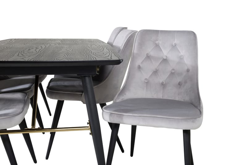 Rektangulär matgrupp Venture Home Ljusgrå Svart 6st - Lysegrå og sort - Møbler - Bord - Spisegrupper