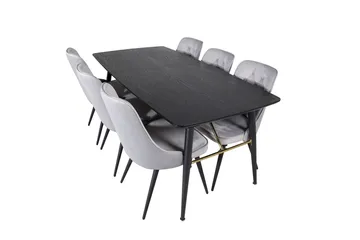 Rektangulär matgrupp Venture Home Ljusgrå Svart 6st - Lysegrå og sort - Møbler - Bord - Spisegrupper