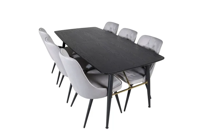 Rektangulär matgrupp Venture Home Ljusgrå Svart 6st - Lysegrå og sort - Møbler - Bord - Spisegrupper