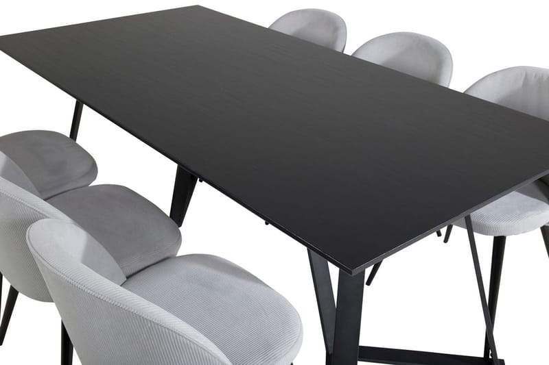 Rektangulär matgrupp Venture Home Ljusgrå Svart 6st - Møbler - Bord - Spisegrupper