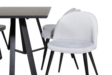 Rektangulär matgrupp Venture Home Ljusgrå Svart 6st - Møbler - Bord - Spisegrupper