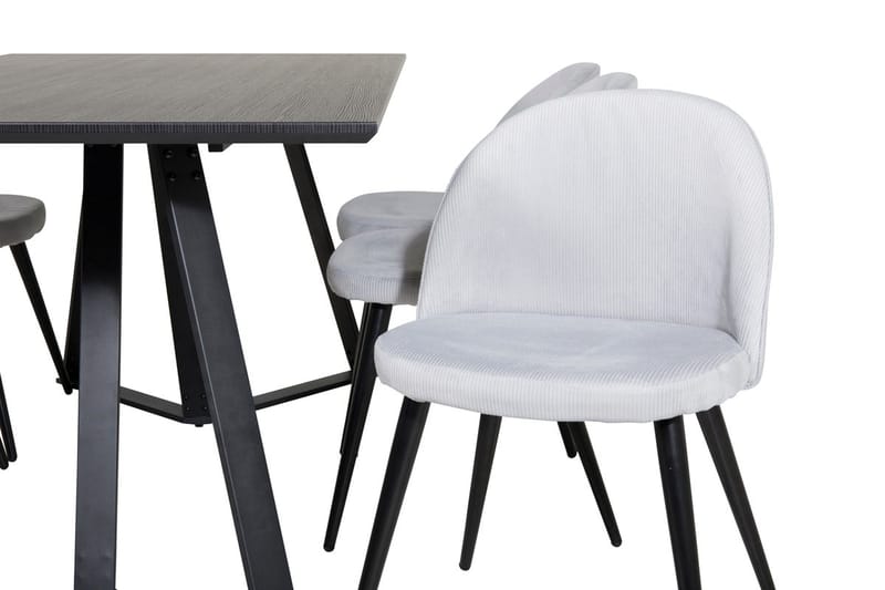 Rektangulär matgrupp Venture Home Ljusgrå Svart 6st - Møbler - Bord - Spisegrupper