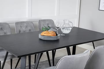 Rektangulär matgrupp Venture Home Ljusgrå Svart 6st - Møbler - Bord - Spisegrupper