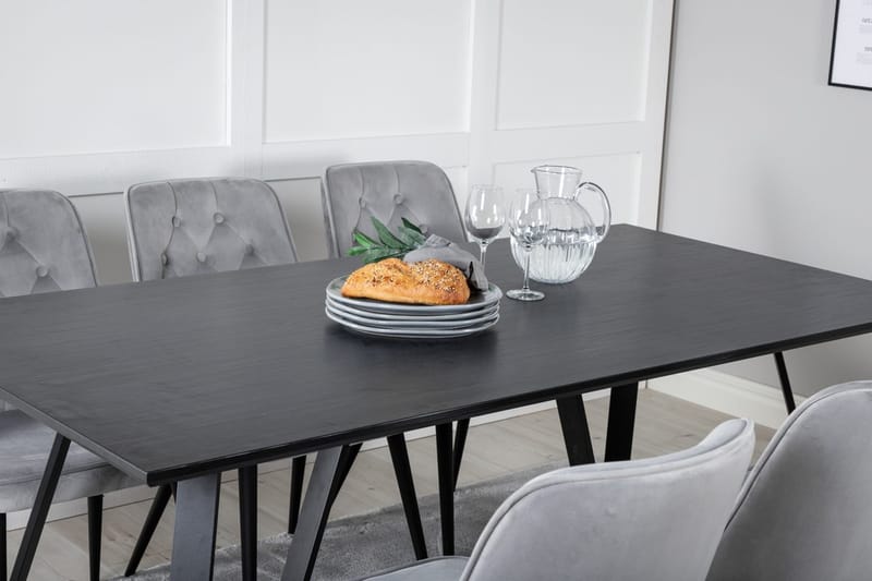 Rektangulär matgrupp Venture Home Ljusgrå Svart 6st - Møbler - Bord - Spisegrupper