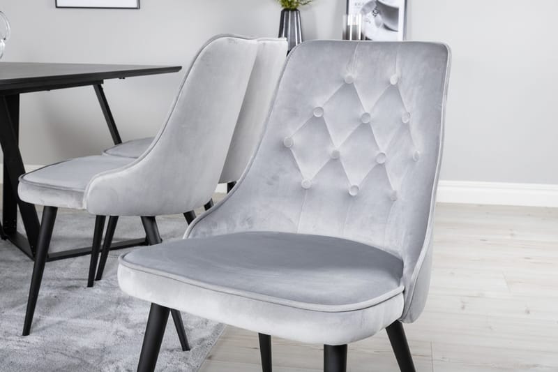 Rektangulär matgrupp Venture Home Ljusgrå Svart 6st - Møbler - Bord - Spisegrupper