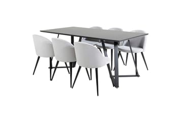 Rektangulär matgrupp Venture Home Ljusgrå Svart 6st - Møbler - Bord - Spisegrupper