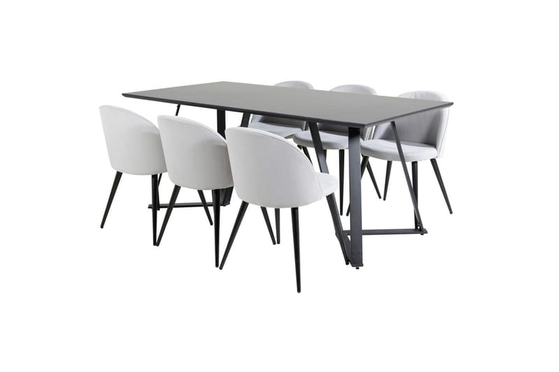 Rektangulär matgrupp Venture Home Ljusgrå Svart 6st - Møbler - Bord - Spisegrupper