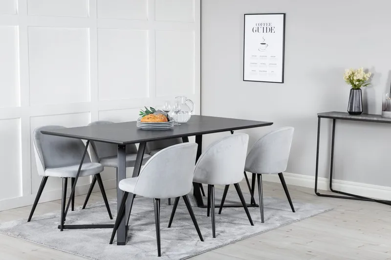 Rektangulär matgrupp Venture Home Ljusgrå Svart 6st