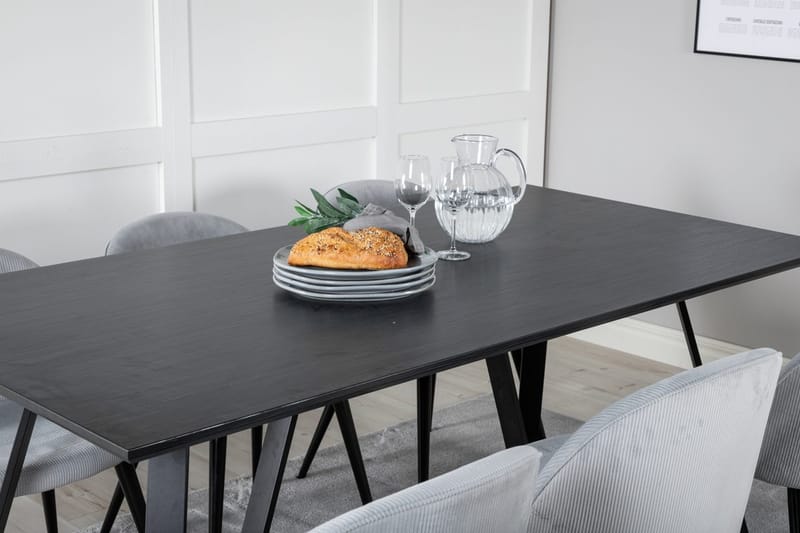Rektangulär matgrupp Venture Home Ljusgrå Svart 6st - Møbler - Bord - Spisegrupper