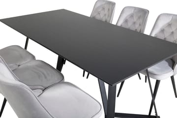 Rektangulär matgrupp Venture Home Ljusgrå Svart 6st - Møbler - Bord - Spisegrupper