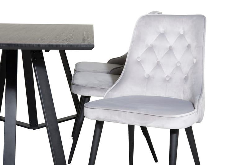 Rektangulär matgrupp Venture Home Ljusgrå Svart 6st - Møbler - Bord - Spisegrupper