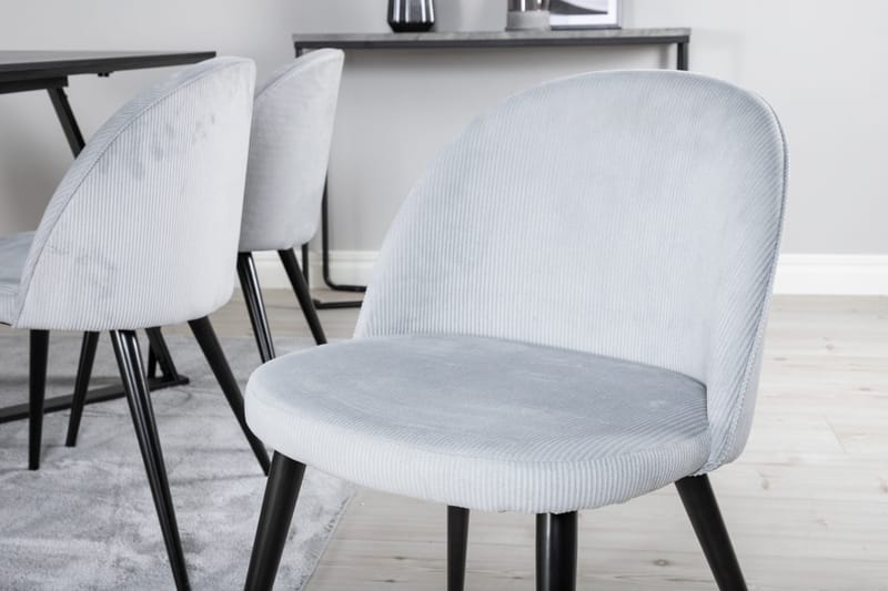 Rektangulär matgrupp Venture Home Ljusgrå Svart 6st - Møbler - Bord - Spisegrupper