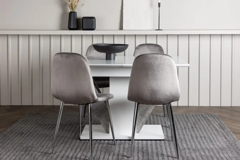 Rektangulär matgrupp Venture Home Ljusgrå Vit 4st
