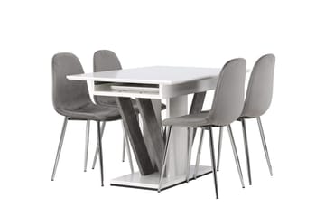 Rektangulär matgrupp Venture Home Ljusgrå Vit 4st - Møbler - Bord - Spisegrupper
