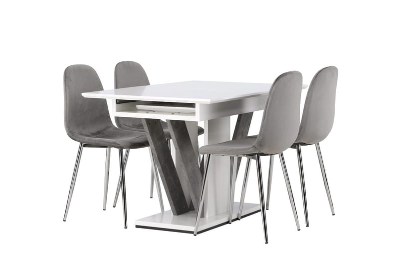 Rektangulär matgrupp Venture Home Ljusgrå Vit 4st - Møbler - Bord - Spisegrupper