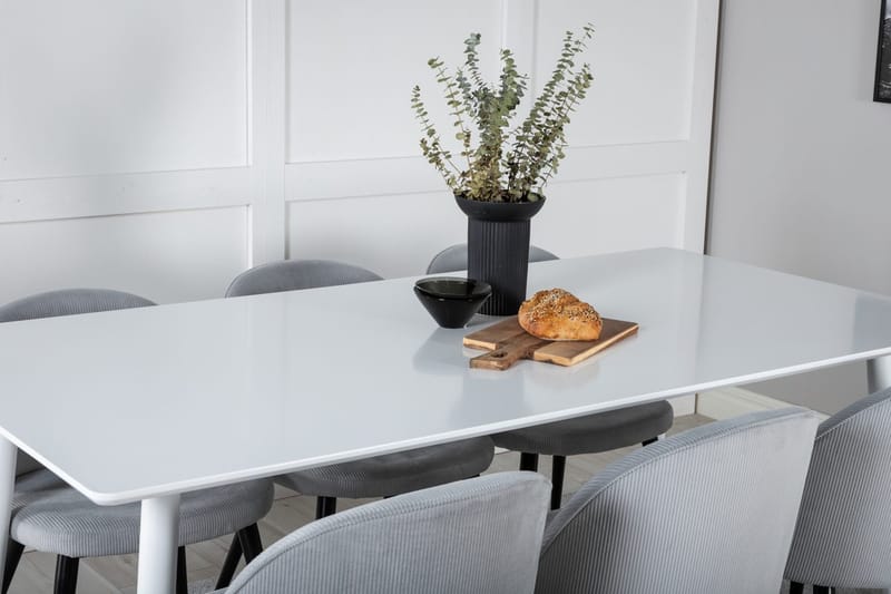 Rektangulär matgrupp Venture Home Ljusgrå Vit 6st - Lysegrå, hvit - Møbler - Bord - Spisegrupper
